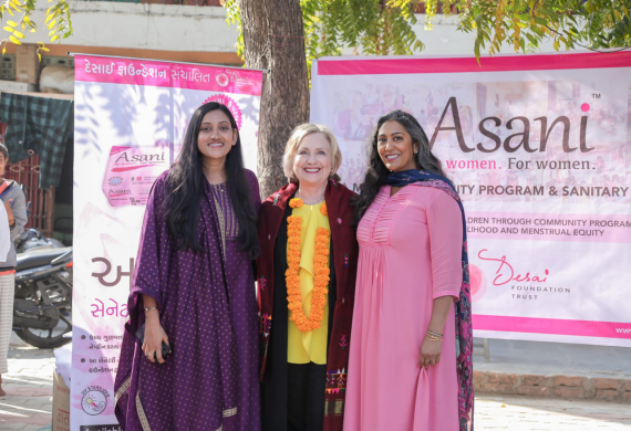 Receiving Hillary Clinton's Appreciation for Alleviating Period Poverty: Desai Foundation's Asani Program Does It All